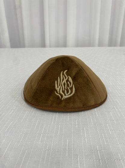 כיפה מקטיפה מרוקאית האש שלי זהב