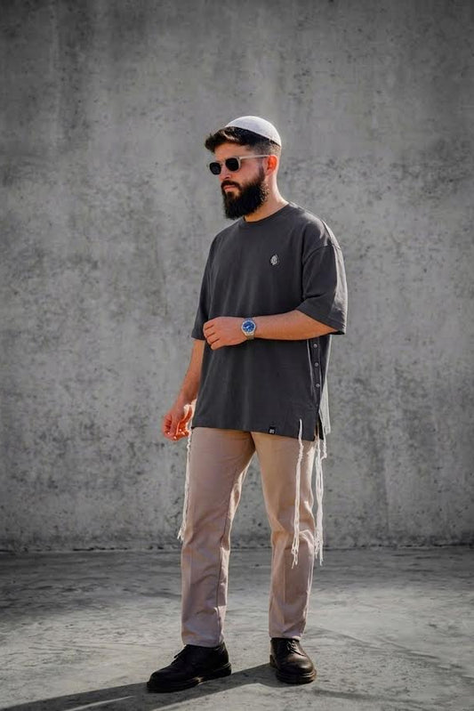 חולצה ציצית אפור כהה