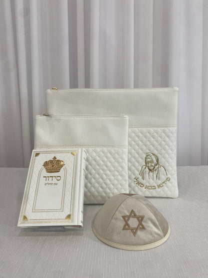 סט חתנים לבן זהוב