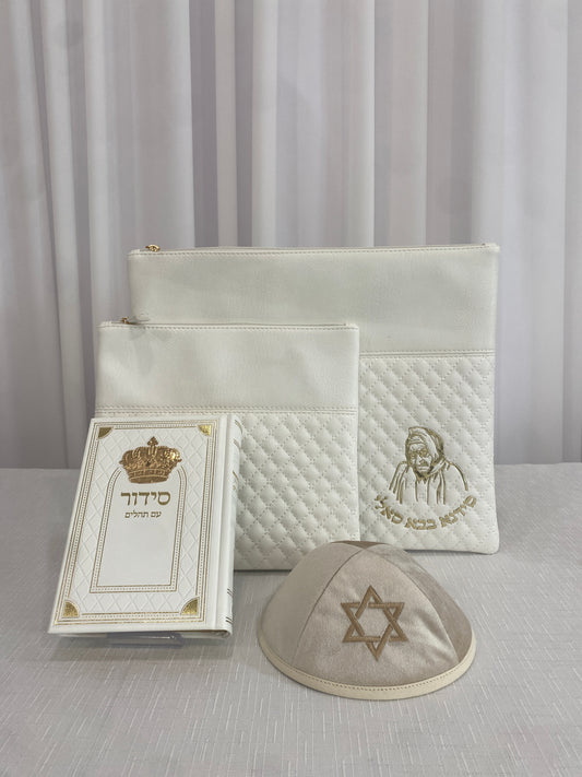 סט חתנים לבן זהוב