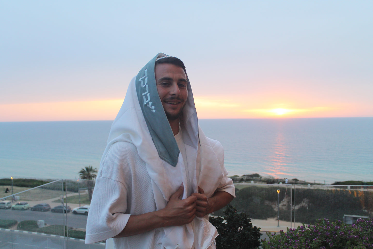 טלית דגם יברכך תכלת